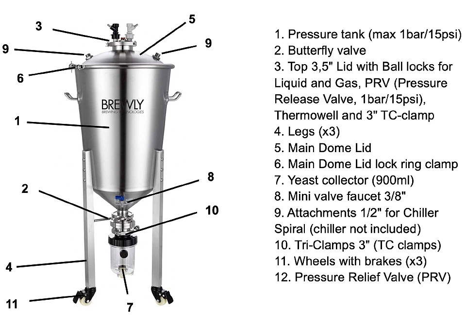 Brewly CPF35L 35L Conical Pressure Fermenter - Tryckjäskärl
